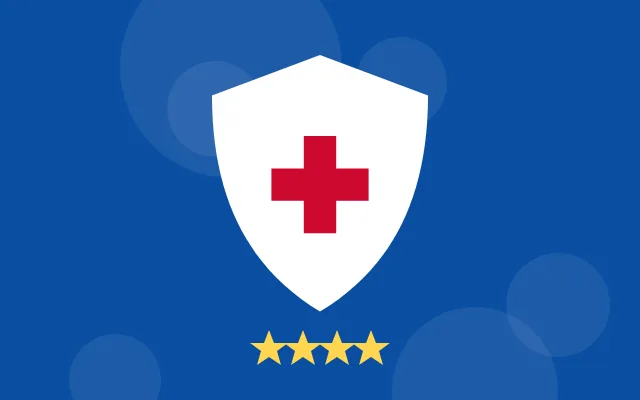 Escudo com quatro estrelas, representando a linha Nacional