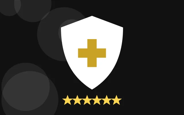 Escudo dourado com seis estrelas, representando a linha Premium